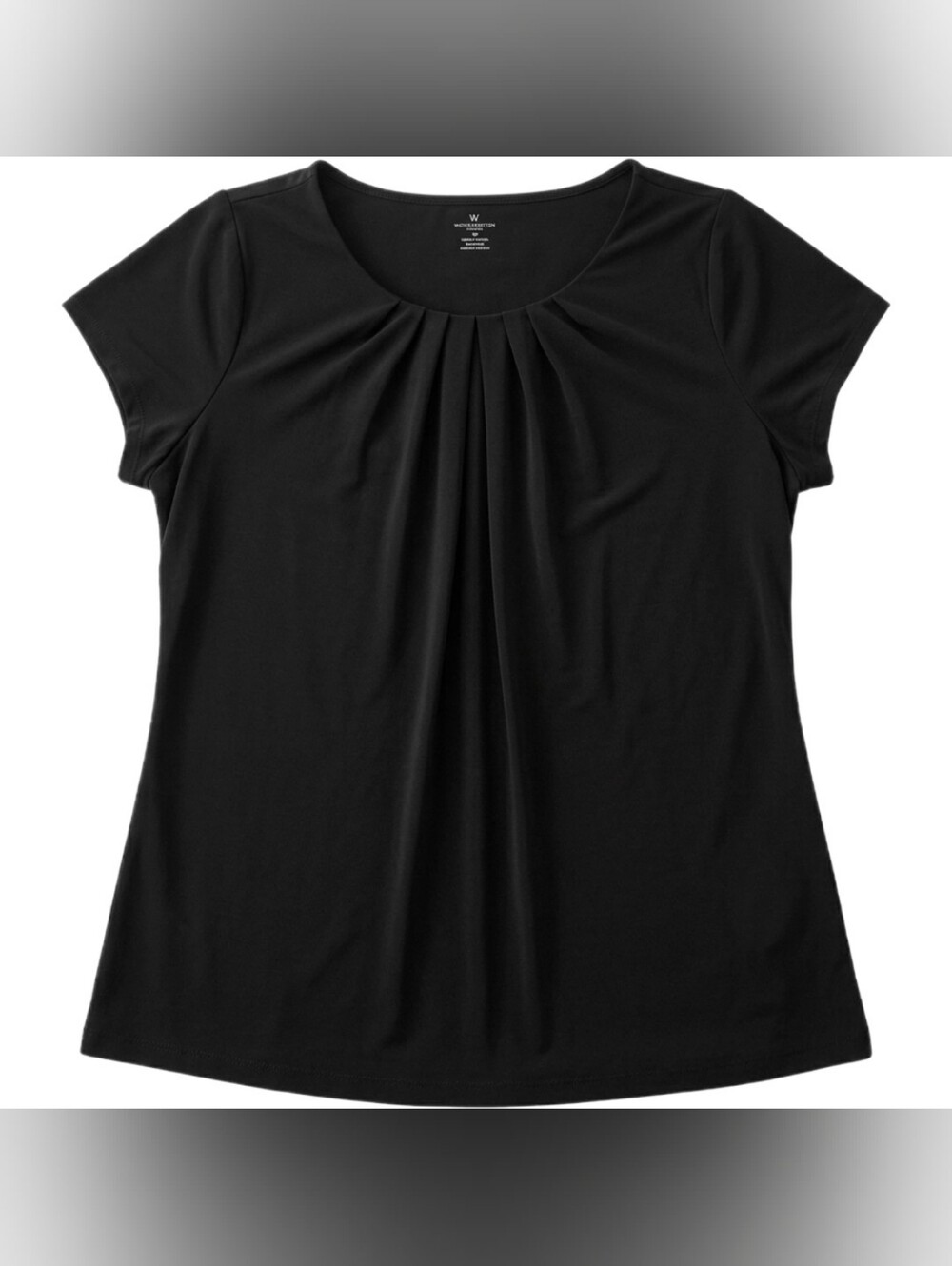 Worthington Woman Black Pleated Short Sleeve Blouse - 2X
